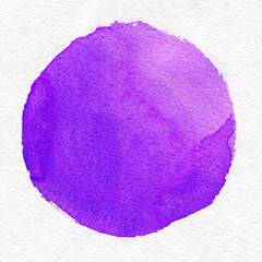 Round watercolor frame, circle shape form isolated on white background. Handmade technique.