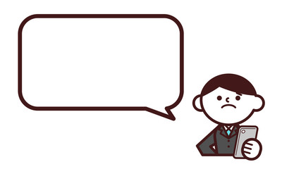 スマートフォン　ビジネス　スーツ　上半身　男性　フキダシ

