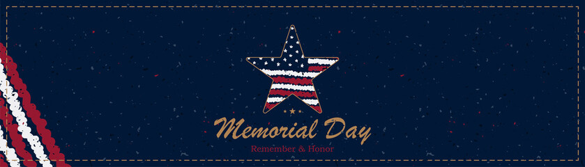 Naklejka premium Banner Memorial Day. Vector illustration with lettering 