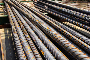 Deformed steel bars for reinforce concrete, metal