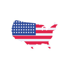 Usa flag map flat style icon vector design