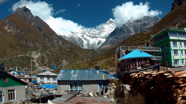 Kyanjin Gumba Village with the view of Langtang Lirung mountain in the backdrop.