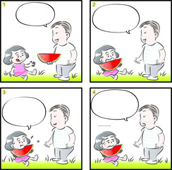 boy and girl with speech bubble set