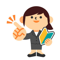 ビジネス　スーツ　全身　女性　初心者マーク　新人