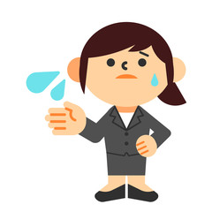 ビジネス　スーツ　全身　女性　汗　焦り　不安　困惑