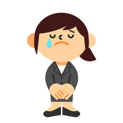 ビジネス　スーツ　全身　女性　お辞儀　謝罪　泣く	