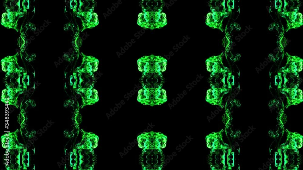 Poster ink kaleidoscopic effect of glow particles on black background with luma matte as alpha channel. adv