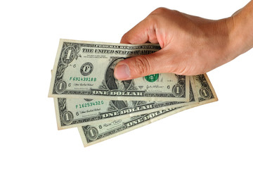 Hand of business man  he holds the dollar usa economic and financial concepts.