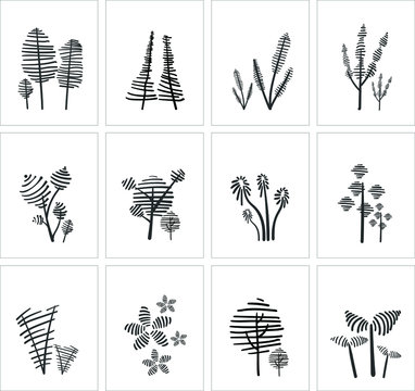 set of vector trees with freehand