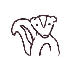 Obraz premium skunk cartoon line style icon vector design