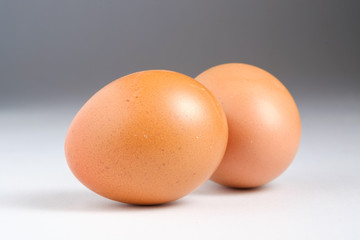 Two eggs on the white backdrop