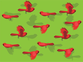 Scarlet Cardinal Animation Flying Character Vector Seamless Background Wallpaper-01