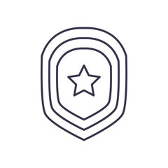 Shield with star line style icon vector design