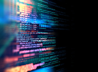 Programming code abstract technology background of software developer and  Computer script - obrazy, fototapety, plakaty