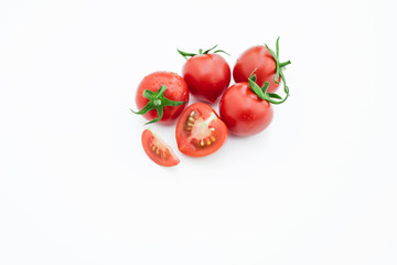 White background. Healthy food. Tomato top view..