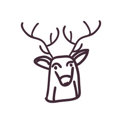 reindeer cartoon line style icon vector design