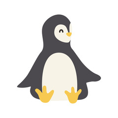 Cute Cartoon penguin, Vector illustration penguin on a white background. Drawing for children