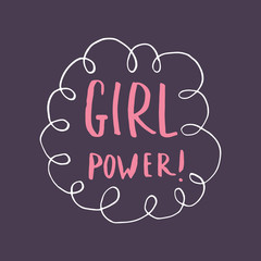 Girl Power lettering quote, Hand drawn calligraphic sign. Vector illustration