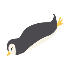 Cute Cartoon penguin, Vector illustration penguin on a white background. Drawing for children