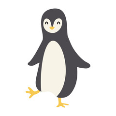 Cute Cartoon penguin, Vector illustration penguin on a white background. Drawing for children