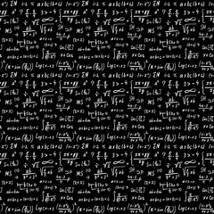 Math formulas seamless pattern, hand drawn, mathematical equations, vector illustration