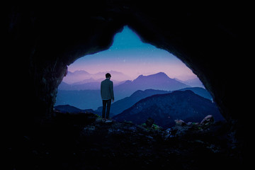 silhouette of a man in the mountains s
silhouette of a man in landscape