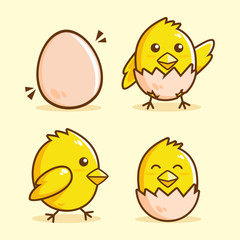 cute Chick hatch cartoon collection