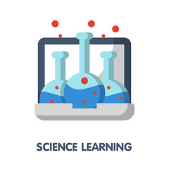Science learing online flat style icon design  illustration on white background