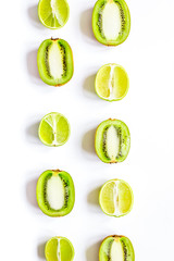 pattern with sliced kiwi on white background top view mockup