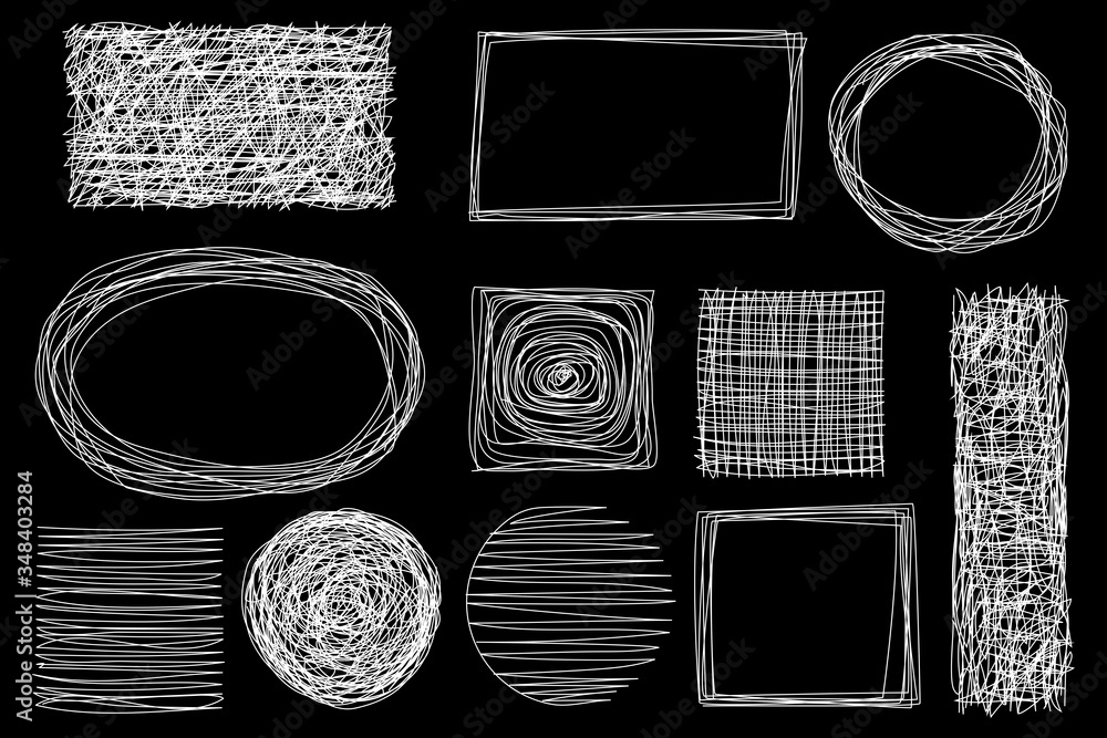 Poster vector sketch of scribble pencil. hand-drawn lines by pen. white circular scribbles. doodle in the f