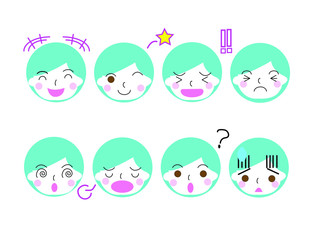 Set of vector emotional face icons.

S