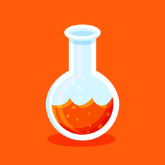 Volumetric Flask. Chemical Science. Laboratory Equipment Logo and Icon
