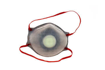 Protective mask with filter isolated on white background.antivirus mask.
 safety mask with a respirator. Gray mask with a white filter. Coronavirus protection.