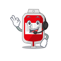 A stunning blood plastic bag mascot character concept wearing headphone