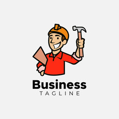 Minimalist flat design handyman logo design vector template