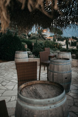 empty summer terrace cafe on the beach