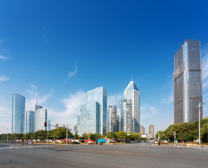 Fototapeta na wymiar city skyline of business district downtown in daytime