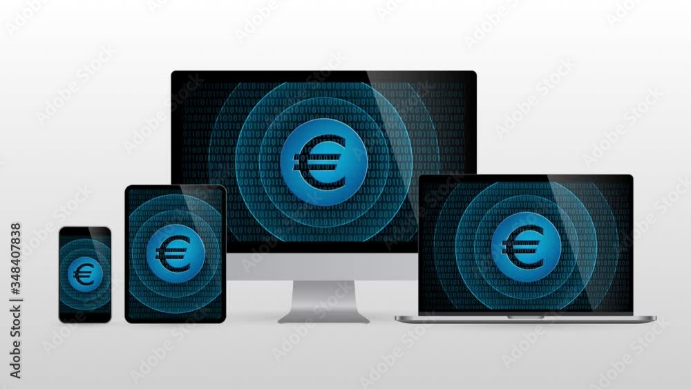 Poster computer devices with digital payment for web. realistic set monitors desktop laptop tablet and phon