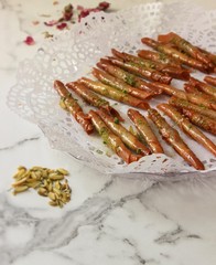 samosa leaves sticks with pistachio 