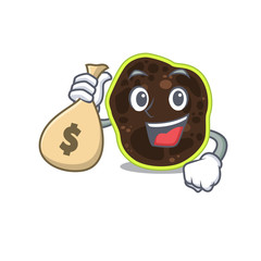 Naklejka premium Crazy rich firmicutes mascot design having money bags