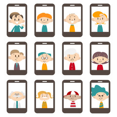 スマートフォン画面　人物たち