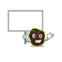 Cartoon picture of firmicutes mascot design style carries a board
