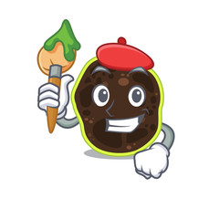 An artistic firmicutes artist mascot design paint using a brush