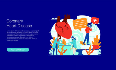 Coronary heart disease medical vector illustration concept doctor working at hospital vector template background isolated can be use for presentation web banner UI UX landing page