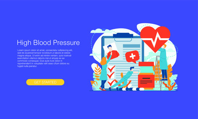 High blood pressure medical vector illustration concept doctor working at laboratory vector template background isolated can be use for presentation web banner UI UX landing page