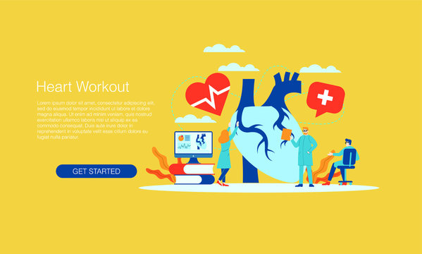 Heart workout medical vector illustration concept doctor working at hospital vector template background isolated can be use for presentation web banner UI UX landing page