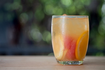 Refreshing summer homemade cocktail with lemon, lime, orange and grapefruit