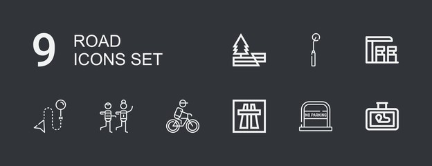 Editable 9 road icons for web and mobile