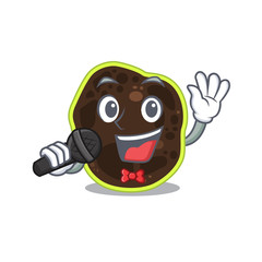 cartoon character of firmicutes sing a song with a microphone