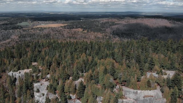 Flying over the beautiful rocky Mount Pinacle in Canada